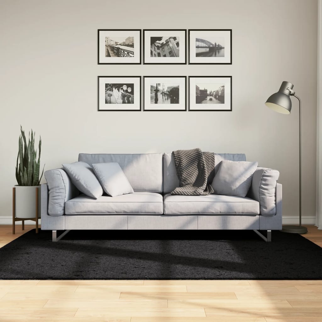 Vidaxl Rug Pamplona Shaggy Vysoce moderní 140x200 cm černá