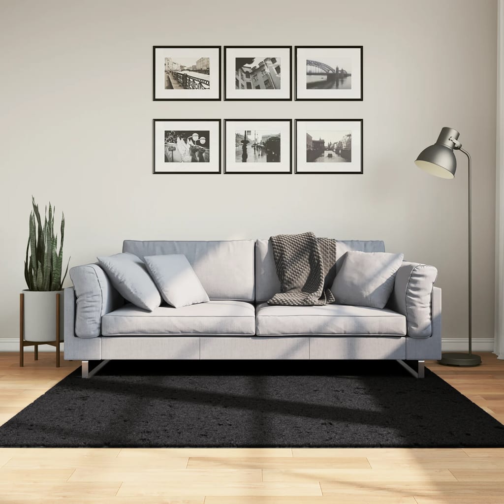 Vidaxl Rug Pamplona Shaggy Vysoce moderní 160x160 cm černá