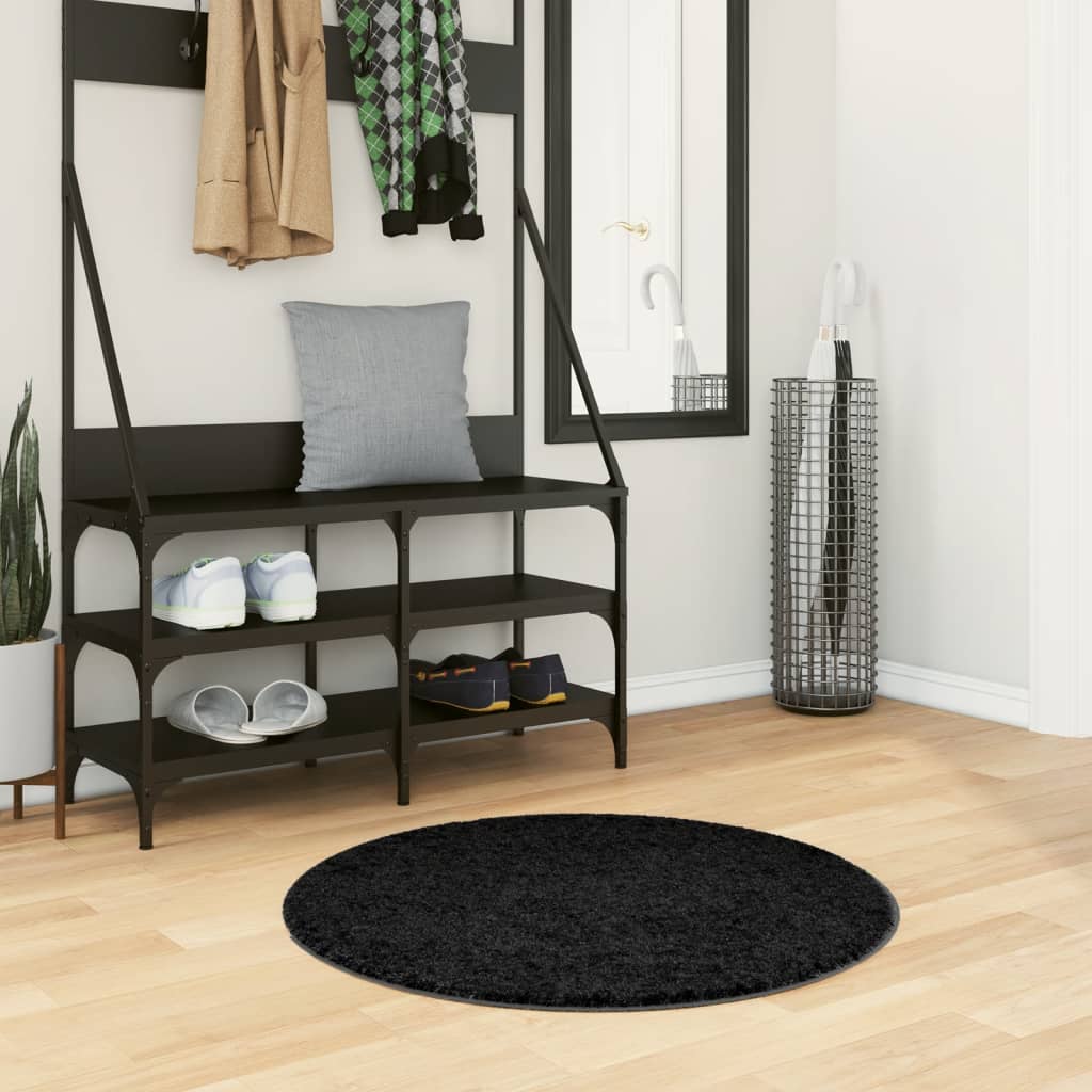 Vidaxl Rug Pamplona Shaggy Meget Pole Modern Ø 80 cm Black