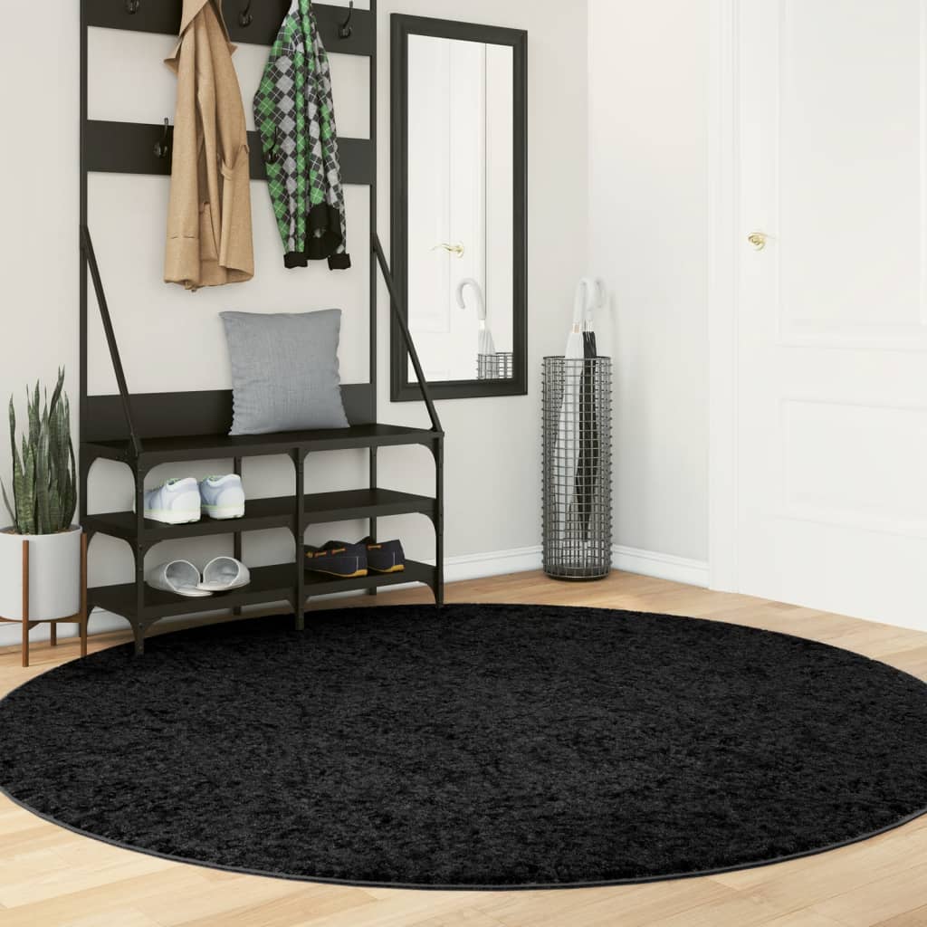 Vidaxl rug Paramploa Shamgy héich modern Ø 200 cm Schwaarz