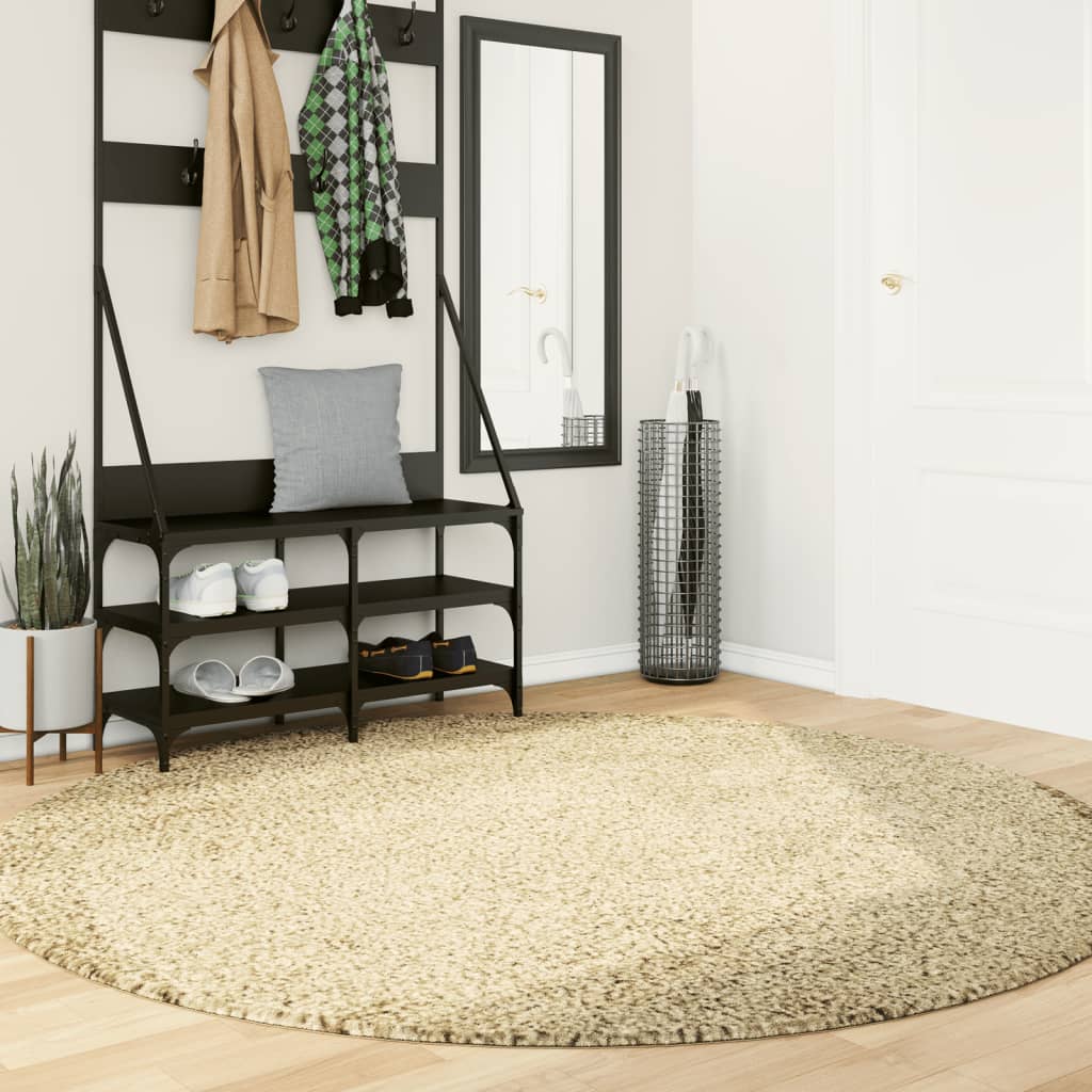 Vidaxl Teppich Pamplona Shaggy hochpol modern Ø 200 cm Goldfarbe