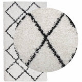 Vidaxl vloerkleed pamplona shaggy hoogpolig 60x110 cm crème en zwart