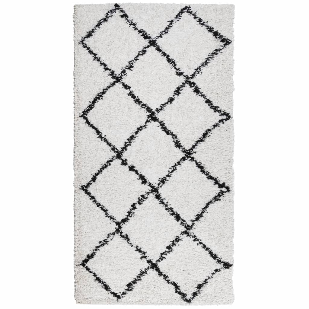 Vidaxl rug Paramploa Shamgy héich Polen 80x150 cm Crème a schwaarz