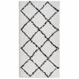 Alfombra Vidaxl Pamplona Shaggy altamente pole 80x150 cm de crema y negro