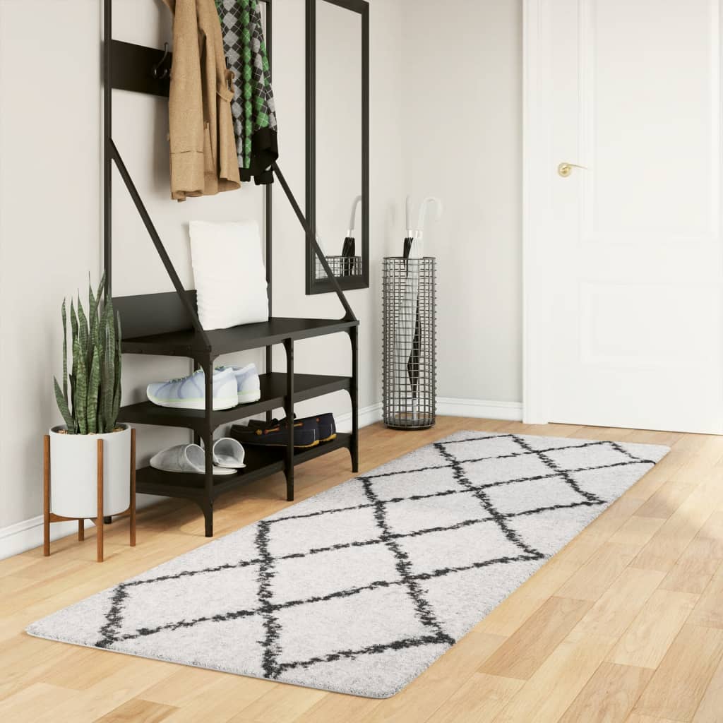 Vidaxl -mattan Shaggy High Pile Modern 80x250 cm kräm och svart