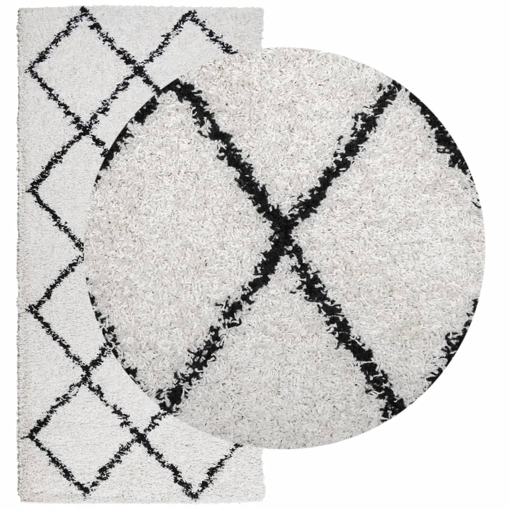 Vidaxl Rug Shaggy High Pile Modern 100x200 cm krem ​​og svart