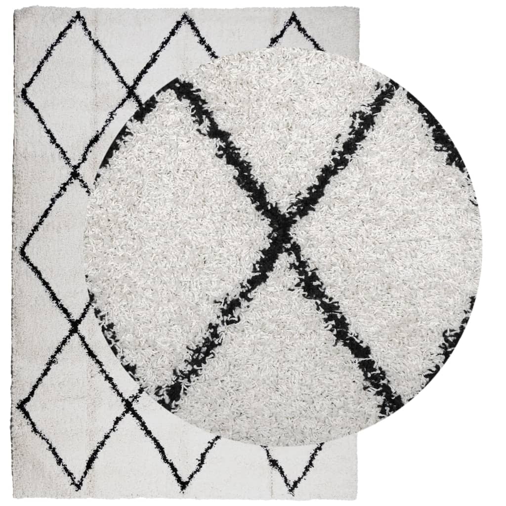 Vidaxl tapis Pampelune Shaggy hautement pile 120x170 cm crème et noir