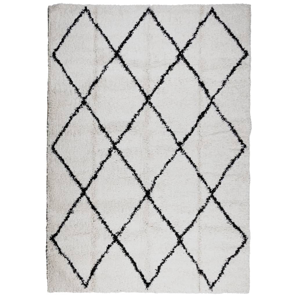 Vidaxl rug Paramplona Shamgy héich Pile 160x230 cm Crème a schwaarz