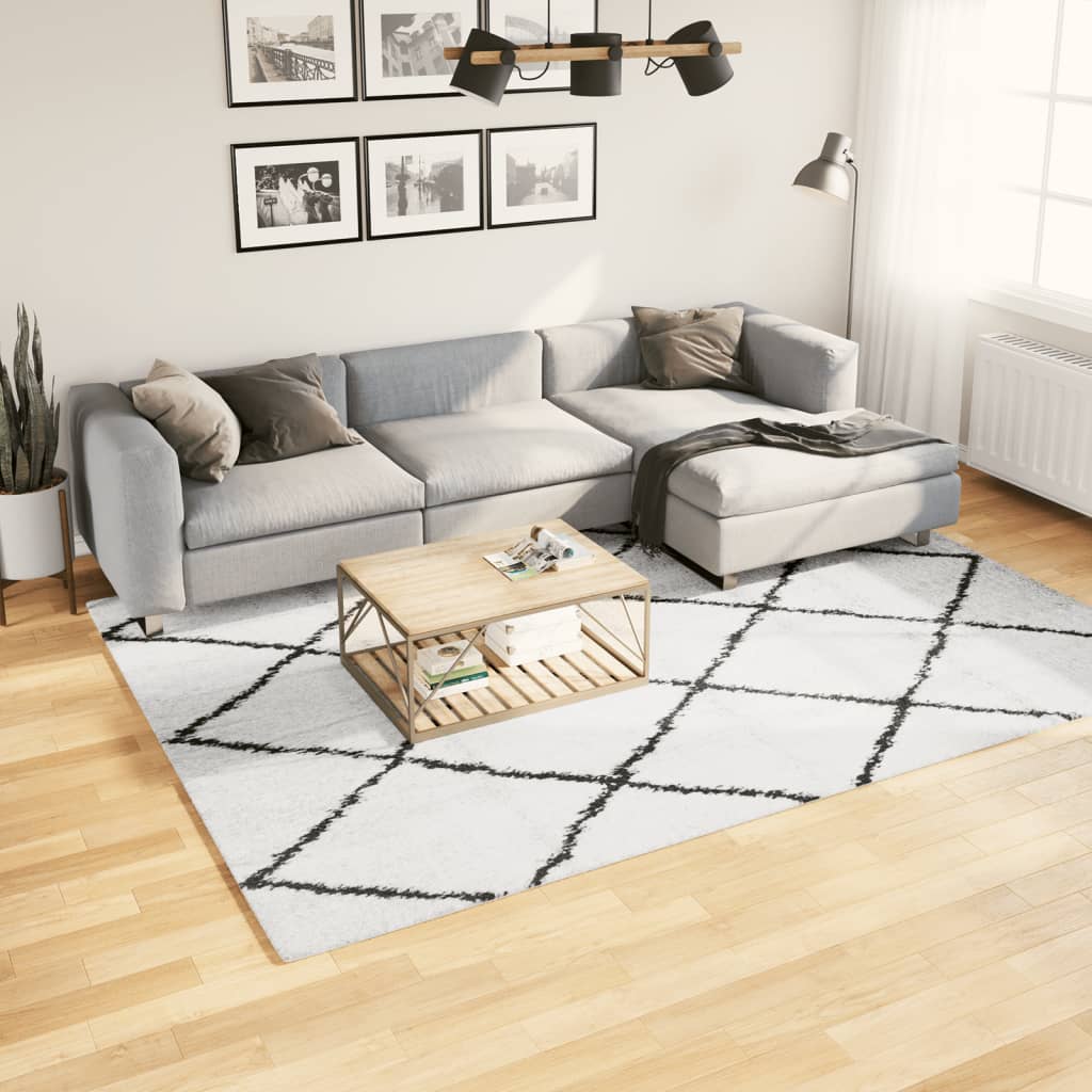 Vidaxl Rug Pamplona Shaggy visoko pol 200x280 cm krema in črna