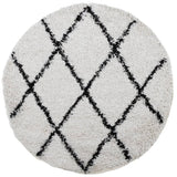 Vidaxl Rug Pamplona Shamgy héich pile Ø 80 cm Crème a schwaarz