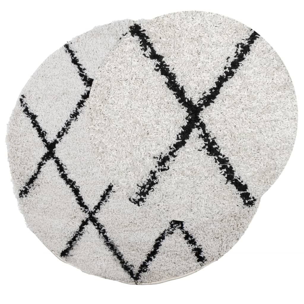 Vidaxl tapis Pampelune Shaggy hautement pile Ø 80 cm crème et noir