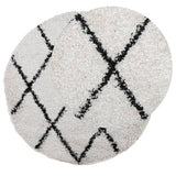 Vidaxl Rug Pamplona Shamgy héich pile Ø 80 cm Crème a schwaarz