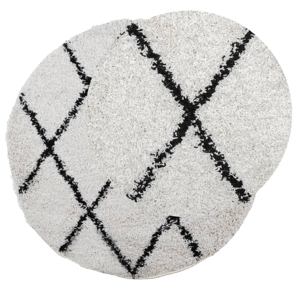 Vidaxl Rug Pamplona Shaggy Meget bunke Ø 120 cm creme og sort