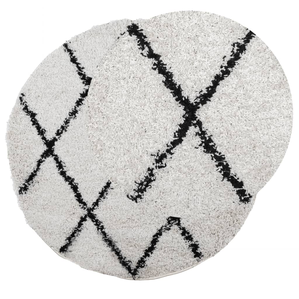 Vidaxl RUG PAMPLONA SHAGGY Altamente Pila Ø 200 cm de crema y negro