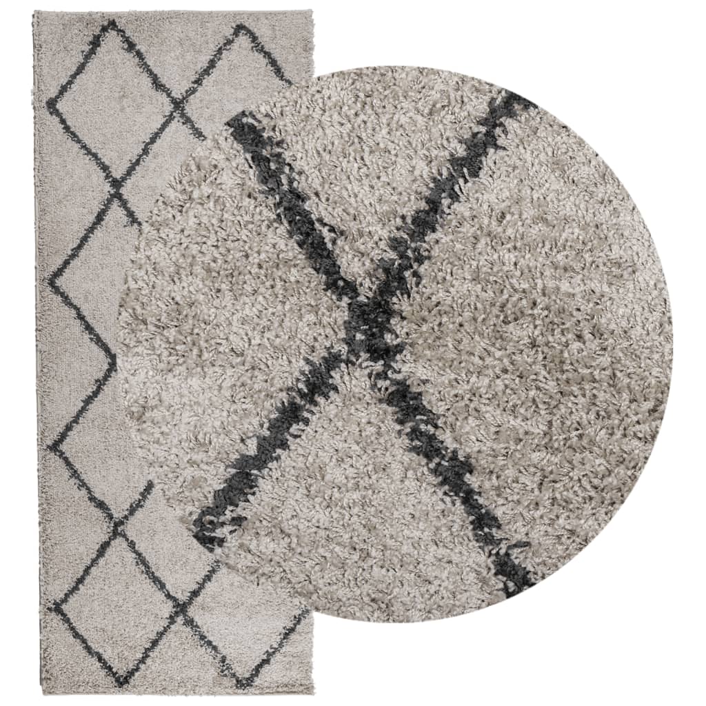 Vidaxl Rug Pamplona Shaggy Sterkt pol 80x200 cm Beige Anthracite