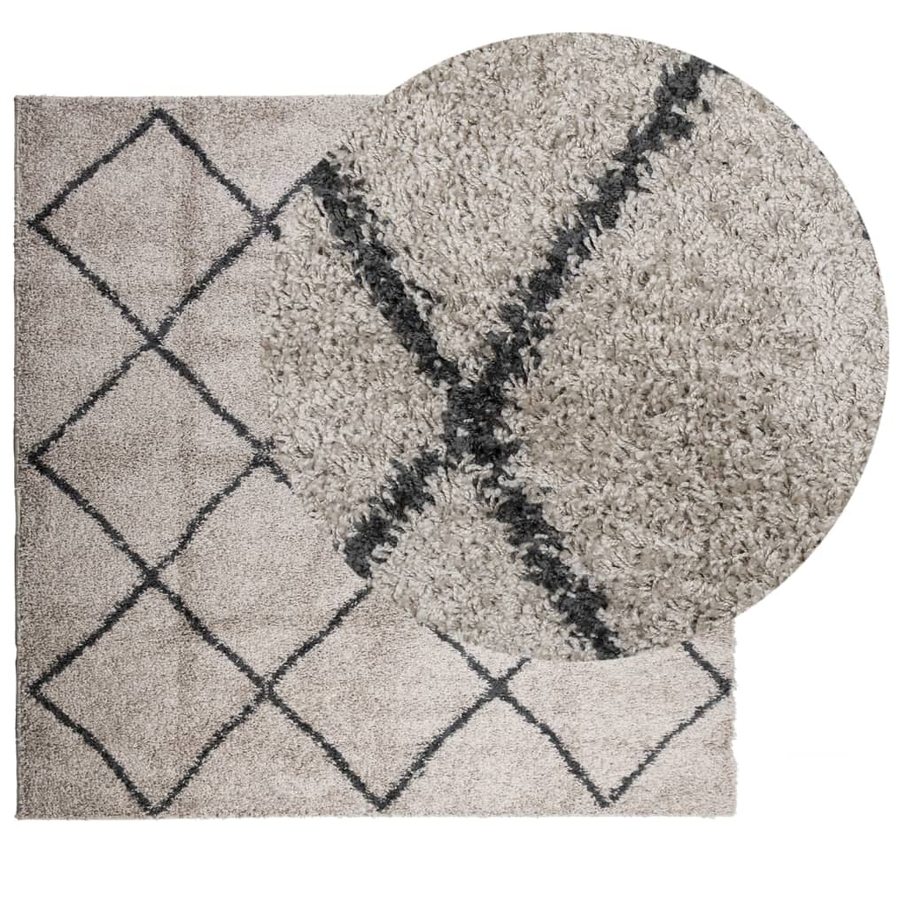 Vidaxl Rug Pamplona Shaggy Vysoce hromada 120x120 cm béžová antracit