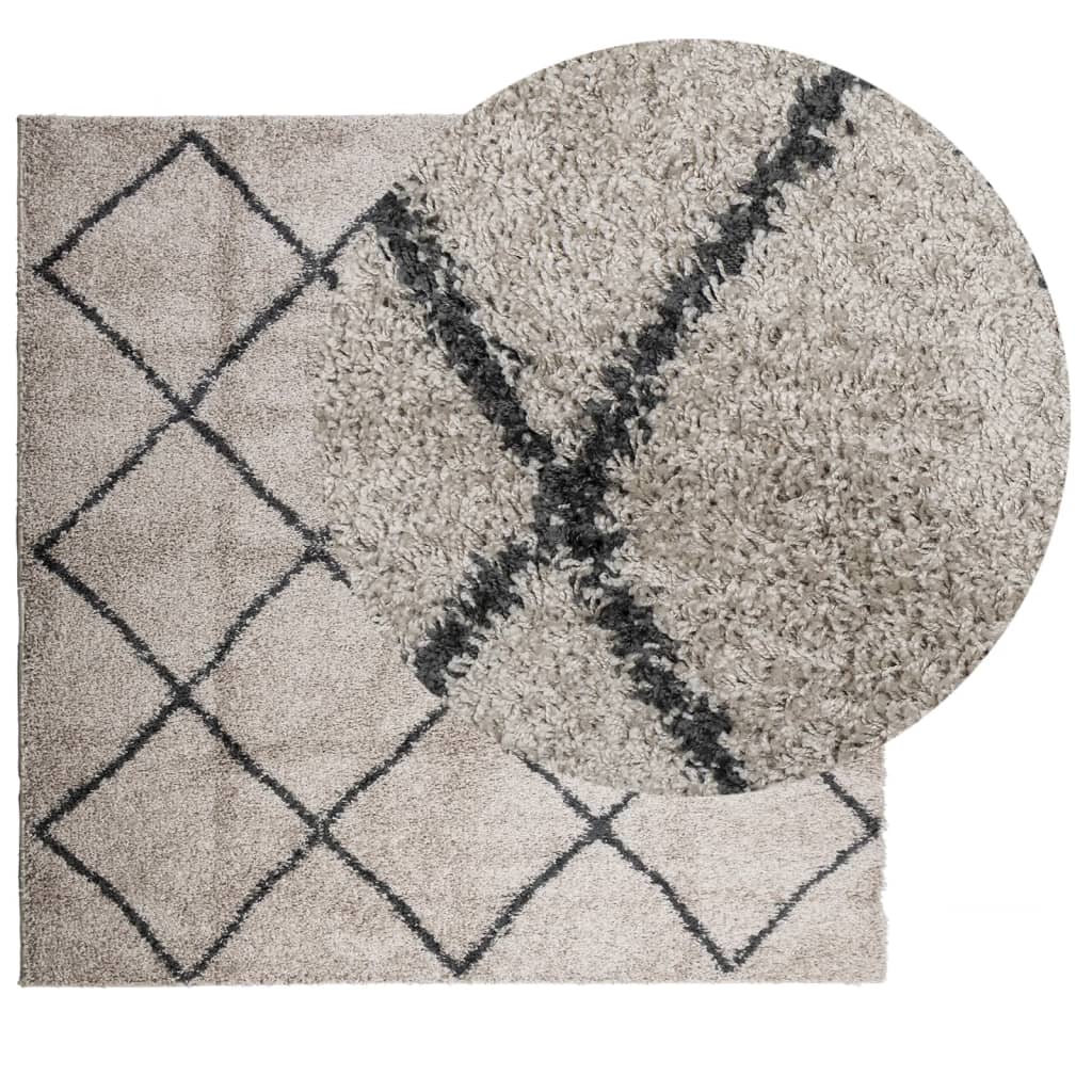 Vidaxl Rug Pamplona Shaggy Sterkt haug 160x160 cm Beige Anthracite