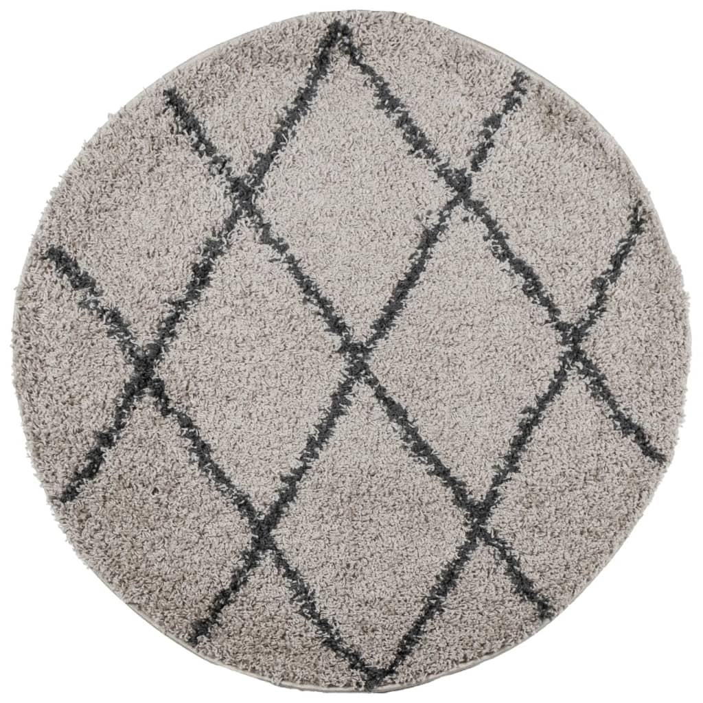 Vidaxl Rug Pamplona Shaggy Sterkt haug Ø 80 cm Beige Anthracite