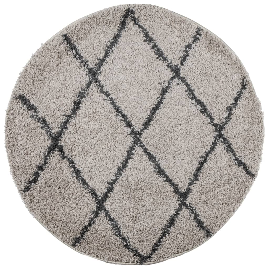 Vidaxl RUG PAMPLONA SHAGGY Altamente Pila Ø 120 cm de beige antracita