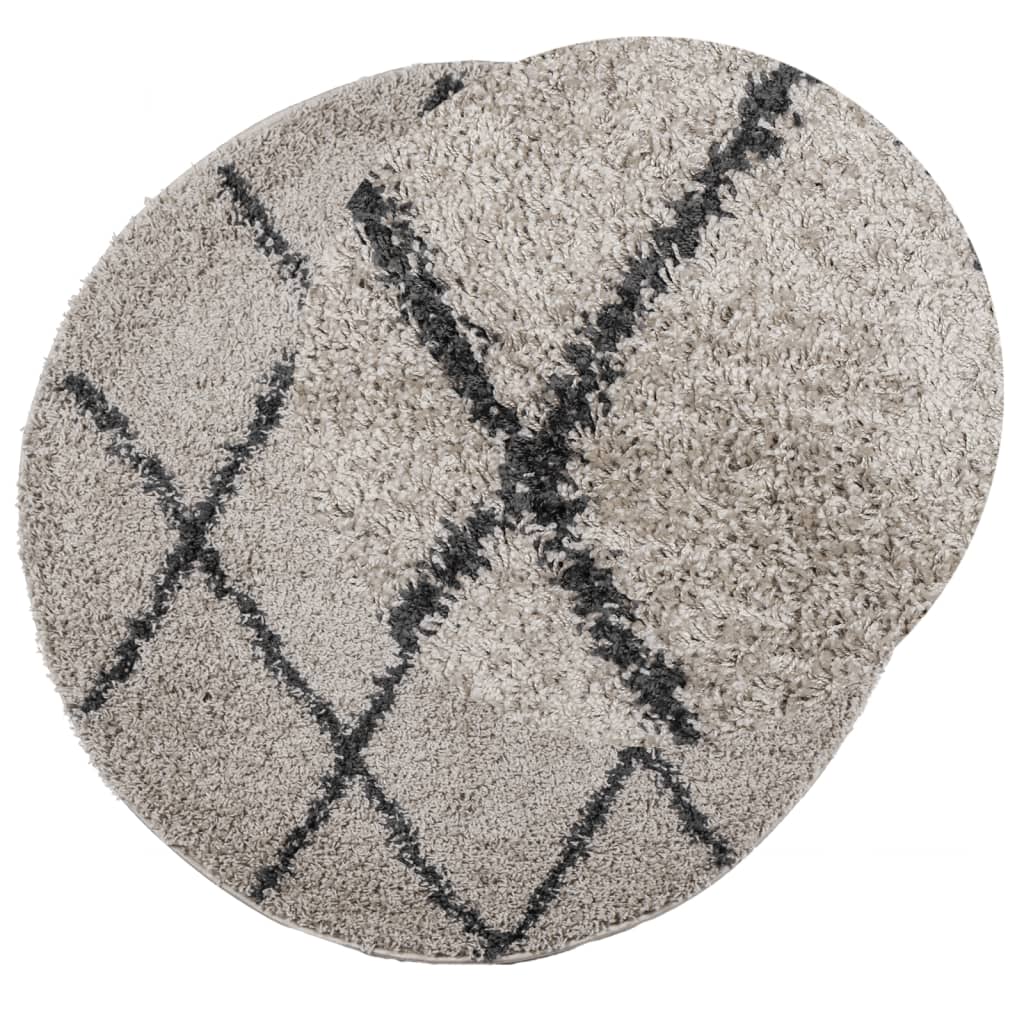 Vidaxl Rug Pamplona Shaggy visoko kup Ø 120 cm bež antracit