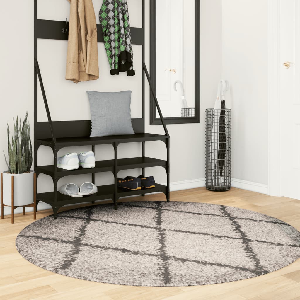 Vidaxl Rug Pamplona Shaggy visoko kup Ø 160 cm bež antracit