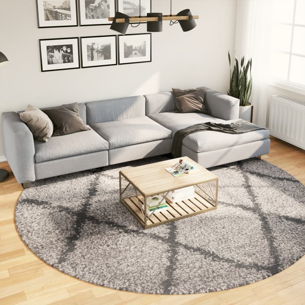 Vidaxl Rug Pamplona Shaggy Sterkt haug ø 280 cm Beige Anthracite