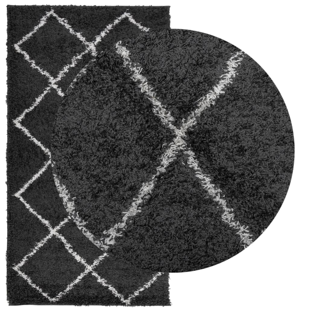 Alfombra Vidaxl Pamplona Shaggy altamente pole 60x110 cm de crema y negro