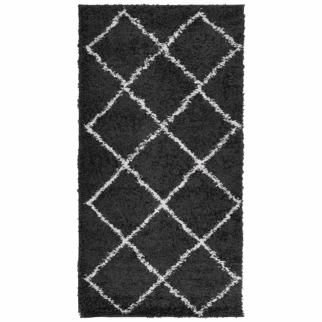 Vidaxl tapis Pampelune Shaggy hautement pôle 80x150 cm noir et crème