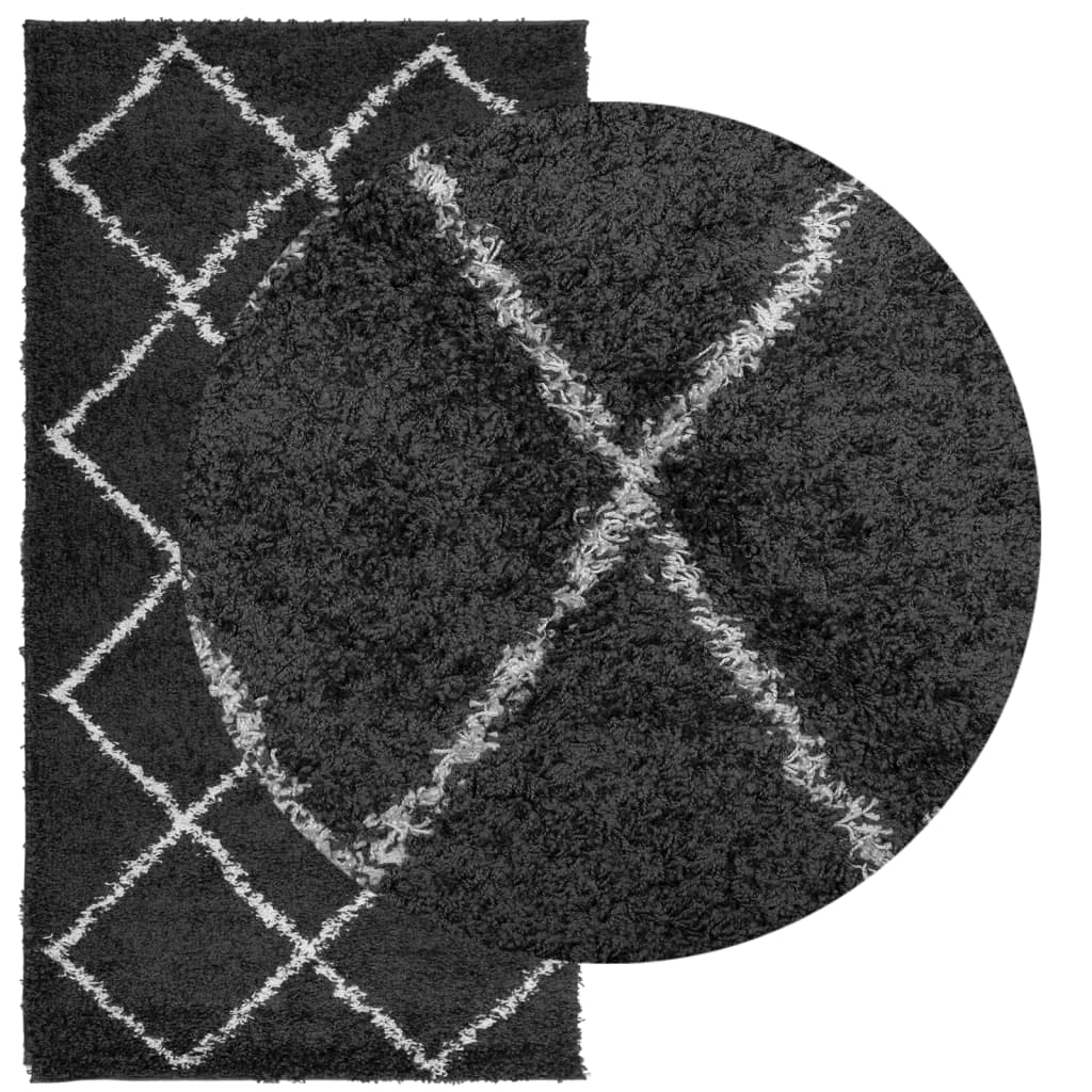 Vidaxl tapis Pampelune Shaggy hautement pôle 80x150 cm noir et crème