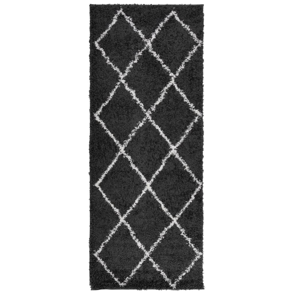 Vidaxl tapis Pampelune Shaggy hautement pôle 80x200 cm noir et crème