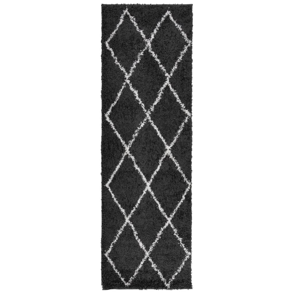 Alfombra Vidaxl Pamplona Shaggy altamente pole 80x250 cm Negro y crema