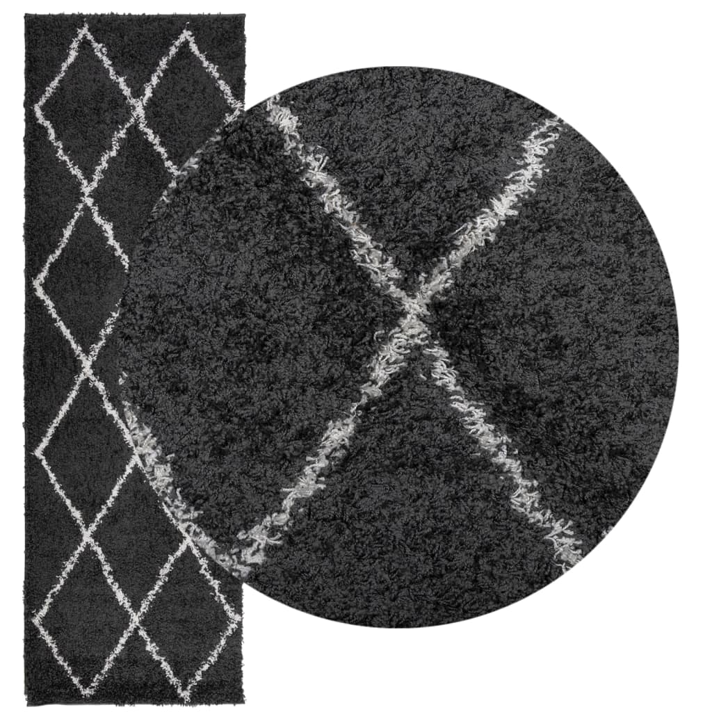 Vidaxl rug Pamplona Shaggy Highly Pole 80x250 cm Black and cream