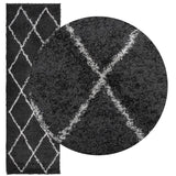 Alfombra Vidaxl Pamplona Shaggy altamente pole 80x250 cm Negro y crema