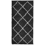 Vidaxl vloerkleed pamplona shaggy hoogpolig 100x200 cm zwart en crème