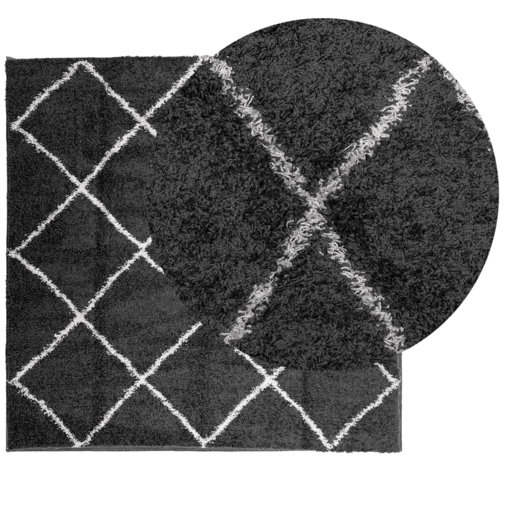 Vidaxl RUG PAMPLONA SHAGGY Altamente Pila 120x120 cm Negro y crema