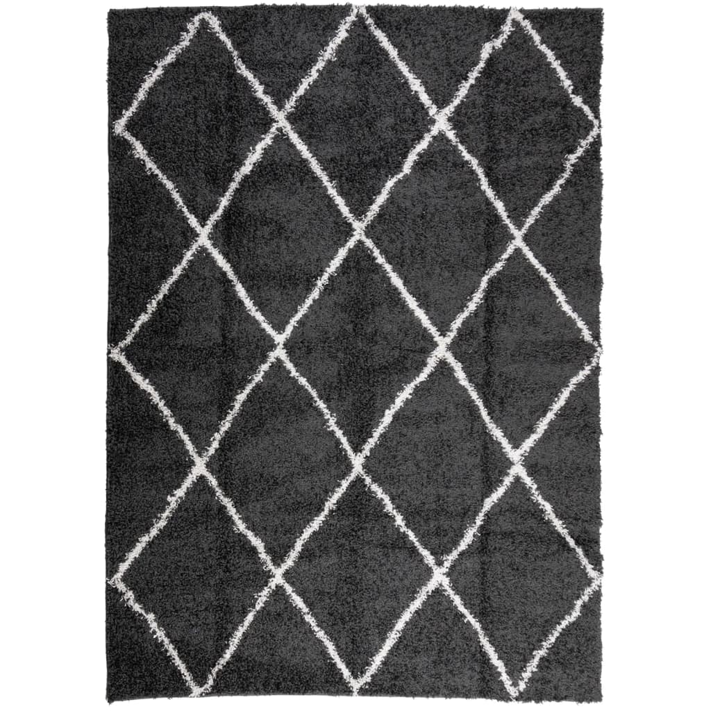 Vidaxl Rug Shaggy High Pile Moderne 200x280 cm sort og fløde