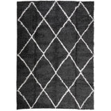 Vidaxl rug Shuggy héije pile modern 200x28 cm schwaarz a Crème