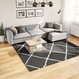 Vidaxl Rug Shaggy High kup moderni 240x240 cm črna in smetana