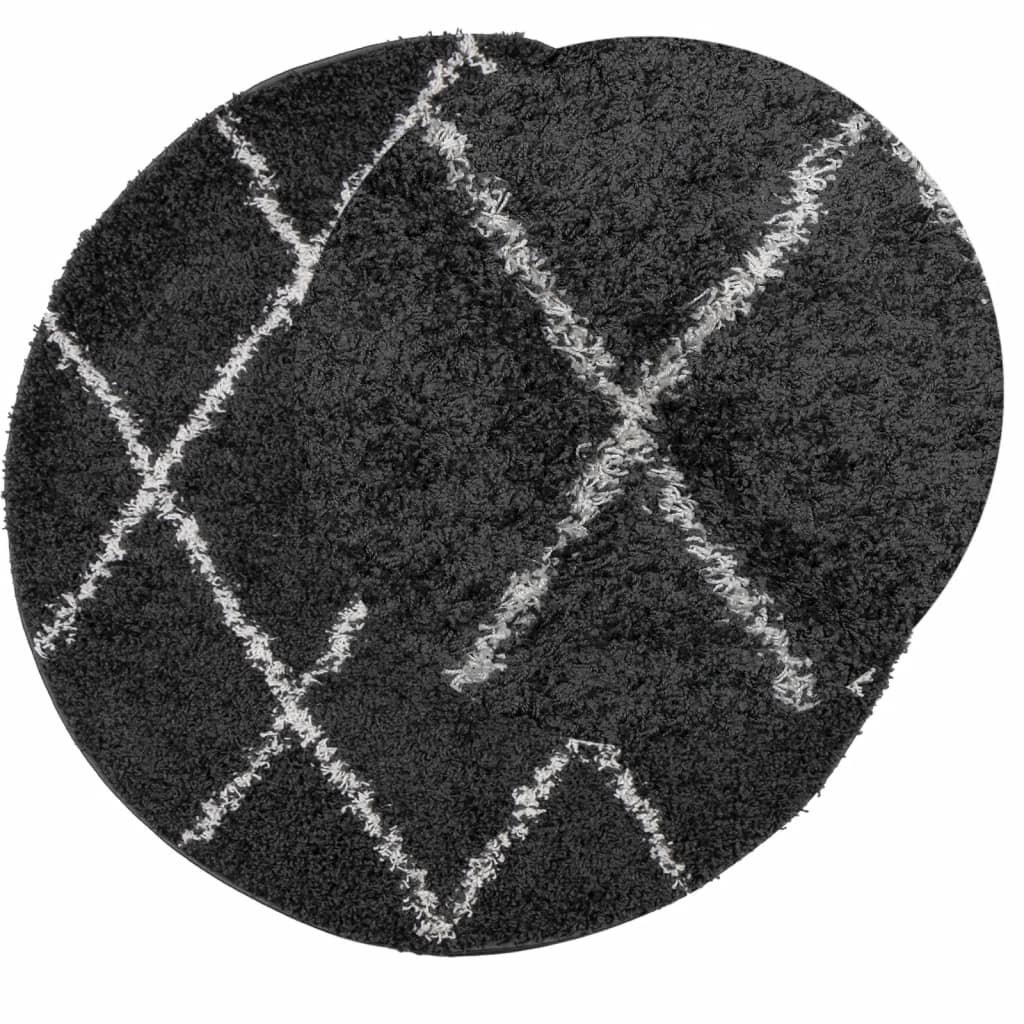 Vidaxl RUG PAMPLONA SHAGGY ALTAMENTE MOLLA Ø 100 cm Nero e crema