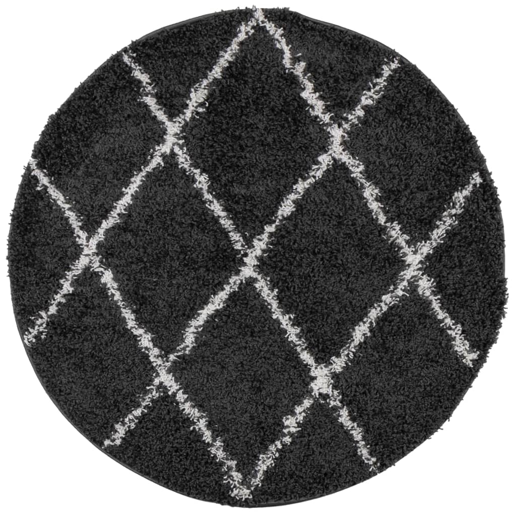 Vidaxl rug Pamplona Shaggy Highly Pole Ø 200 cm Black and cream