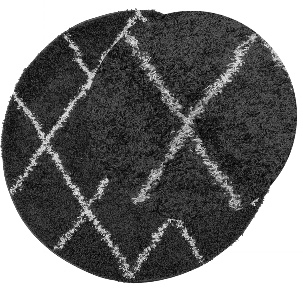 Vidaxl rug Pamplona Shaggy Highly Pole Ø 200 cm Black and cream