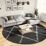 Vidaxl rug Pamplona Shaggy Highly pile Ø 280 cm Black and cream