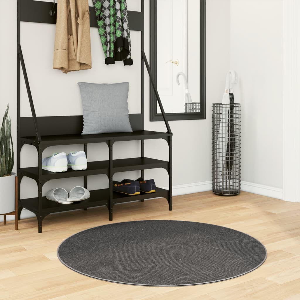 Vidaxl Rug Iza Low -Bile Scandinavian Ø 100 cm Anthracite