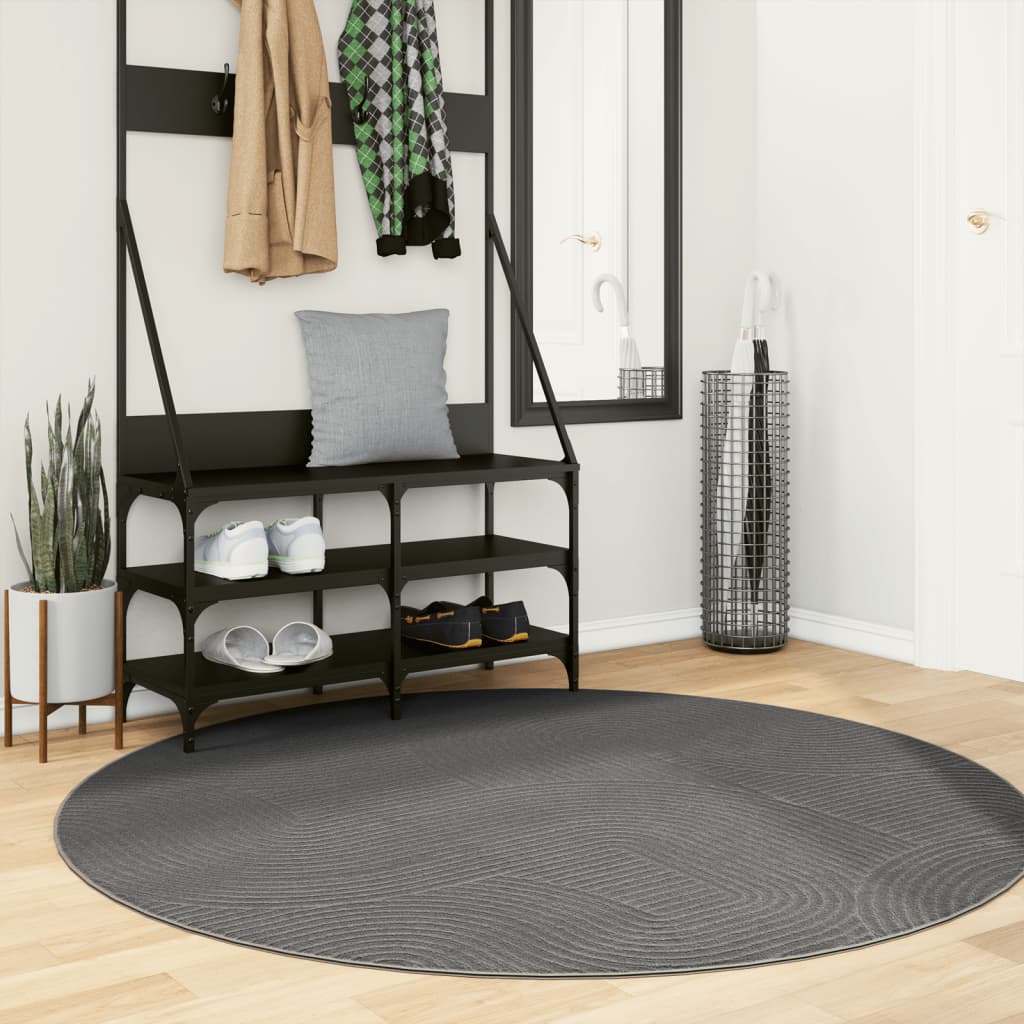 Vidaxl Rug Iza nizko -pile skandinavski Ø 160 cm antracit