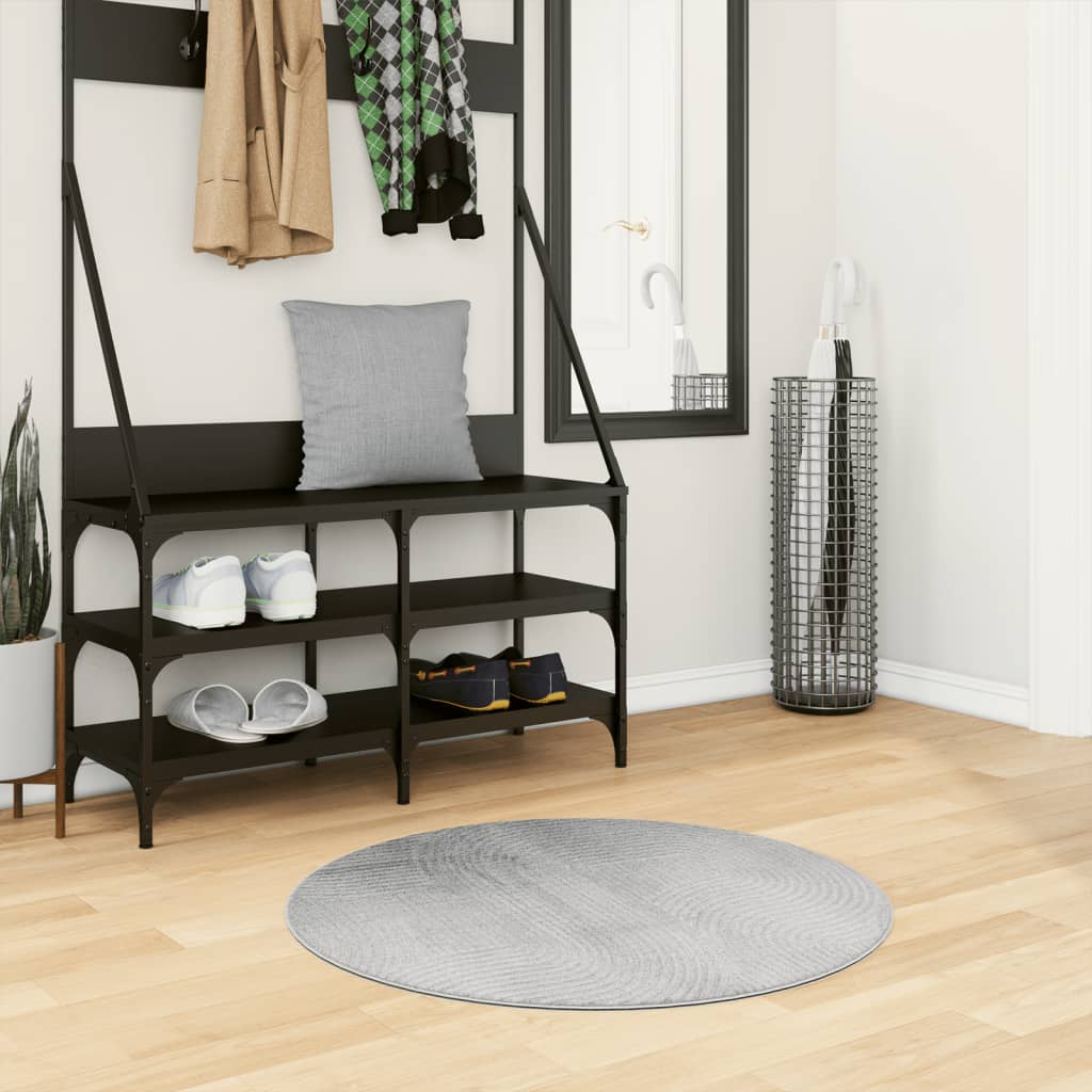 Vidaxl Teppich Iza Low -Pile Scandinavian Ø 80 cm Grau