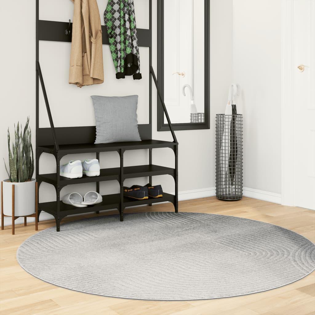 Vidaxl Rug Iza Low -Pile Scandinavian Ø 160 cm grå