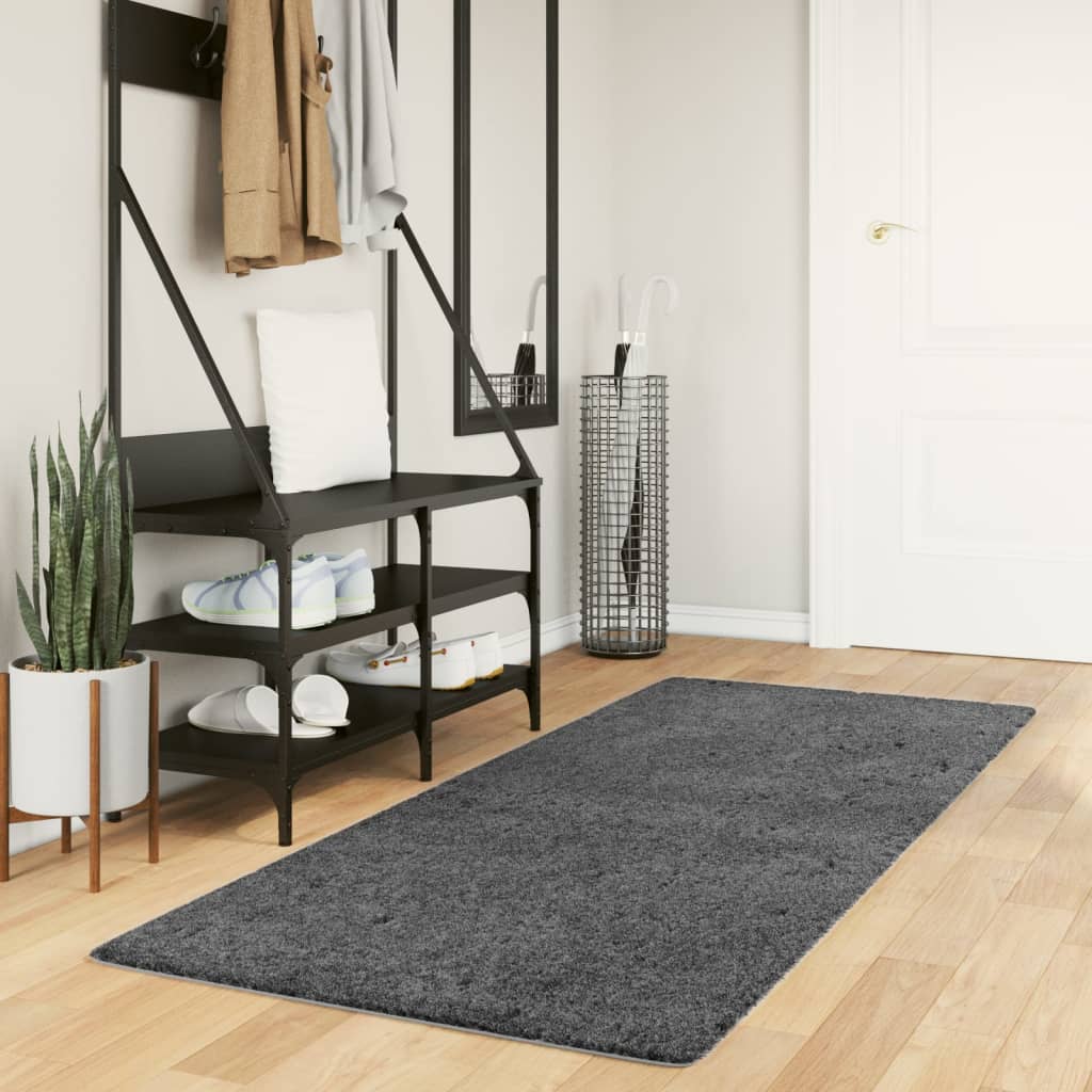 Vidaxl rug Oviedo Low -pile 80x200 cm anthracite -colored