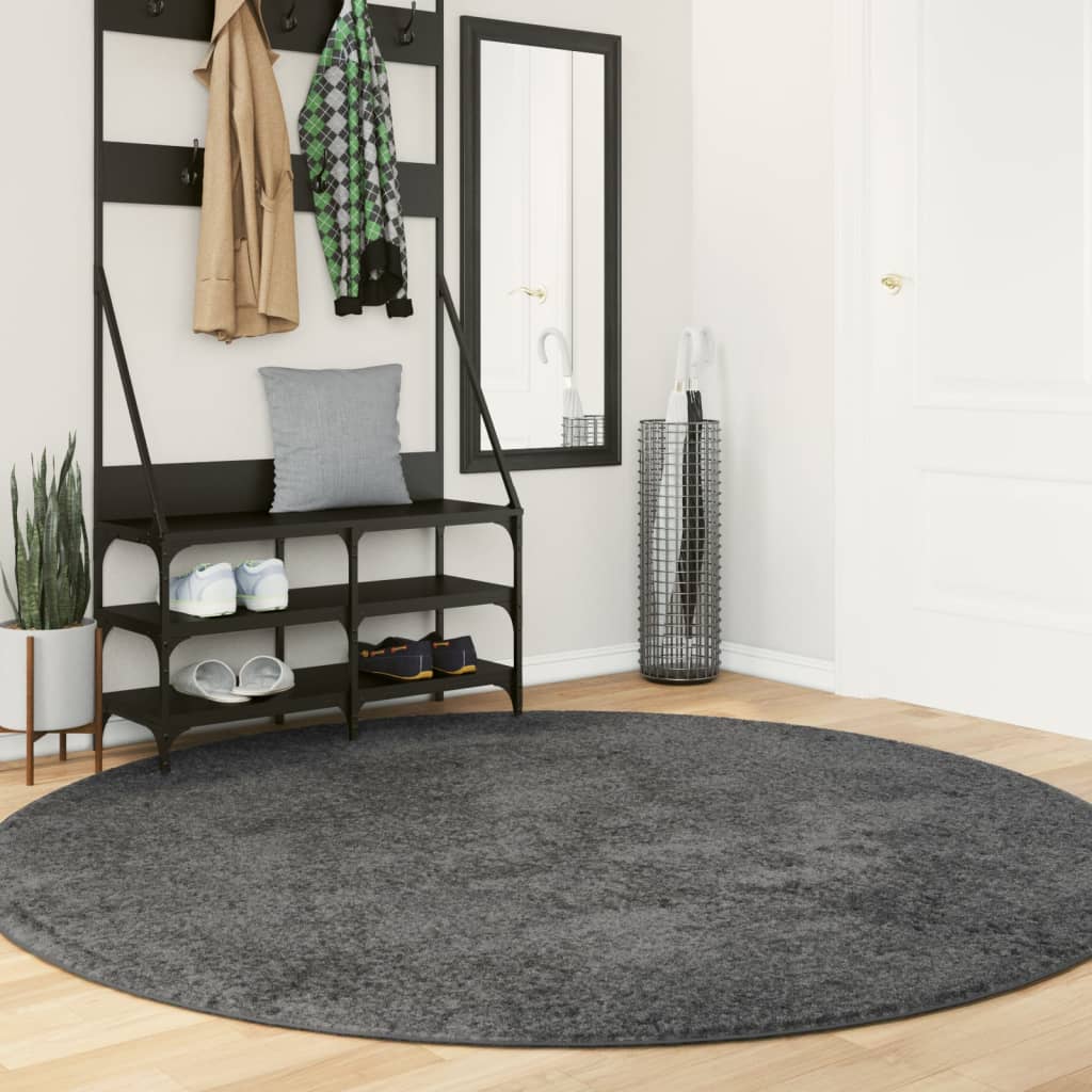 Vidaxl rug Oviedo Low -pile Ø 200 cm anthracite -colored