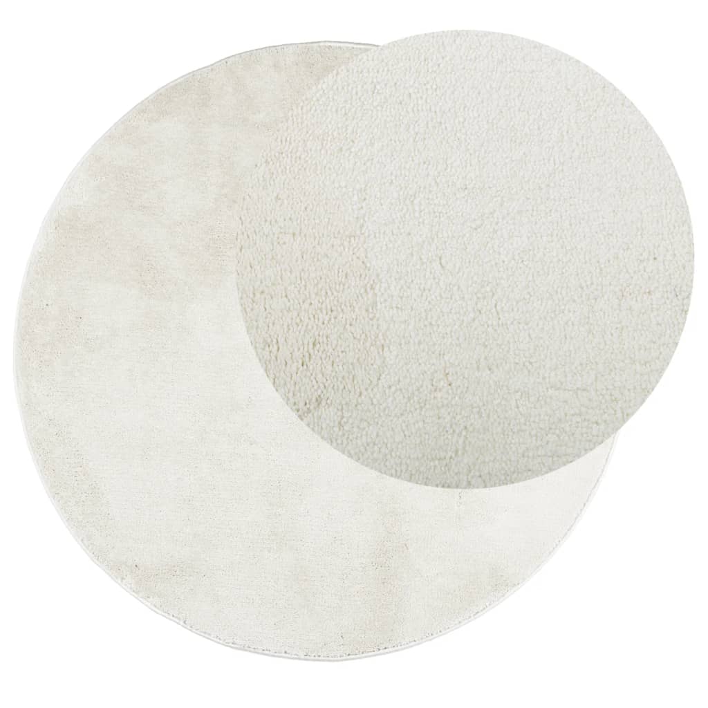 Tapis Vidaxl Oviedo Low -Pile Ø 120 cm Crème -Colored