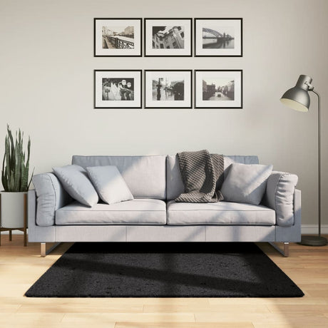 Vidaxl vloerkleed oviedo laagpolig 120x120 cm zwart